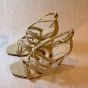 NEW Zara Tan Suede Strappy Heels Size 38